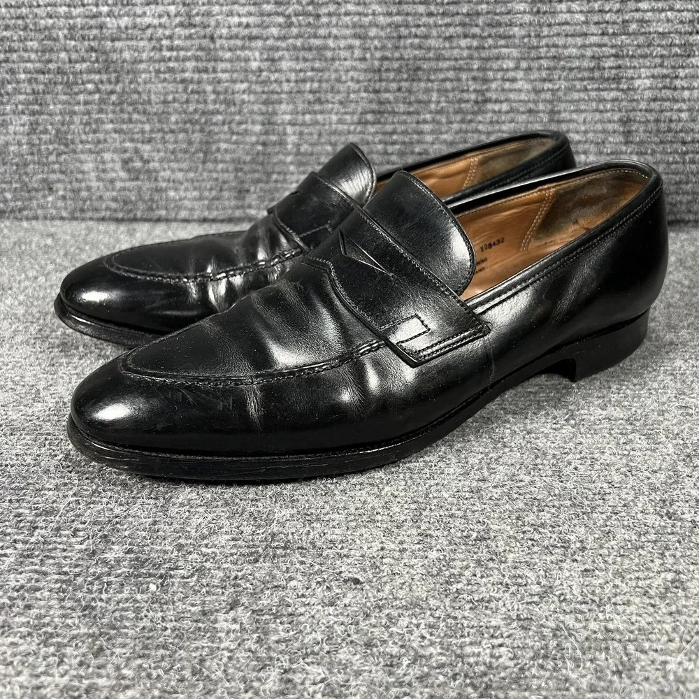 Crockett & Jones Sydney Shoes Mens Size 8.5 D Black Leather Dress Oxford Slip On